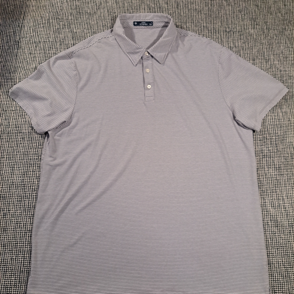 Classic Gray Striped Polo Shirt